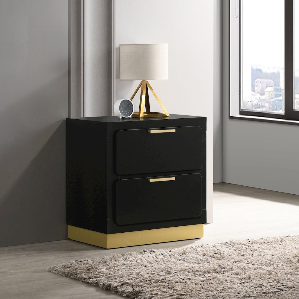 Caraway 2-drawer Nightstand Black. Picture 10