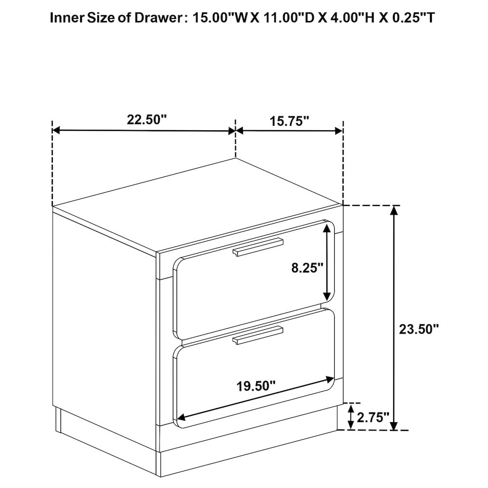 Caraway 2-drawer Nightstand Black. Picture 15