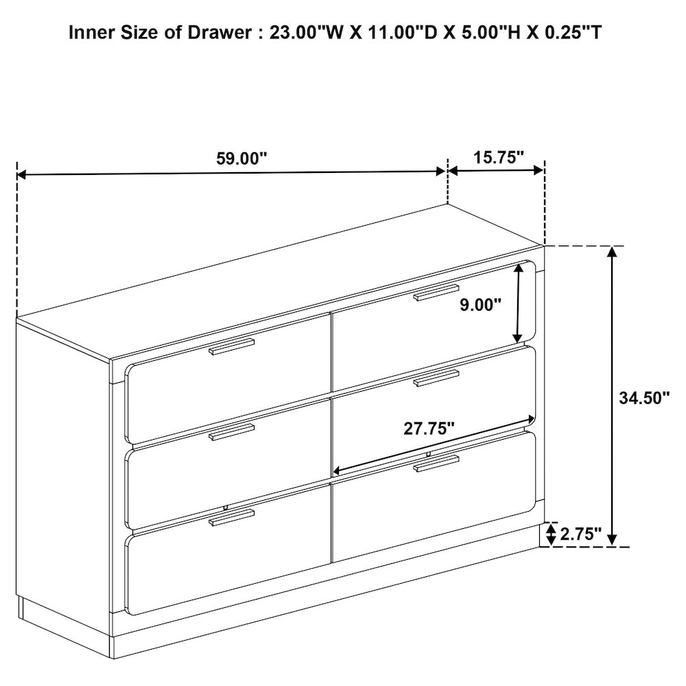 Caraway 6-drawer Dresser Black. Picture 15