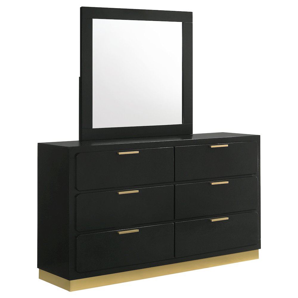 Caraway 6-drawer Dresser with Mirror Black. Picture 1