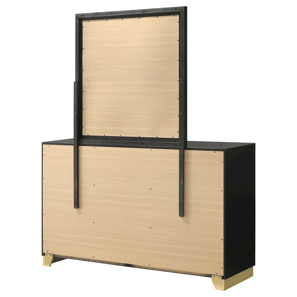 Caraway 6-drawer Dresser with Mirror Black. Picture 8