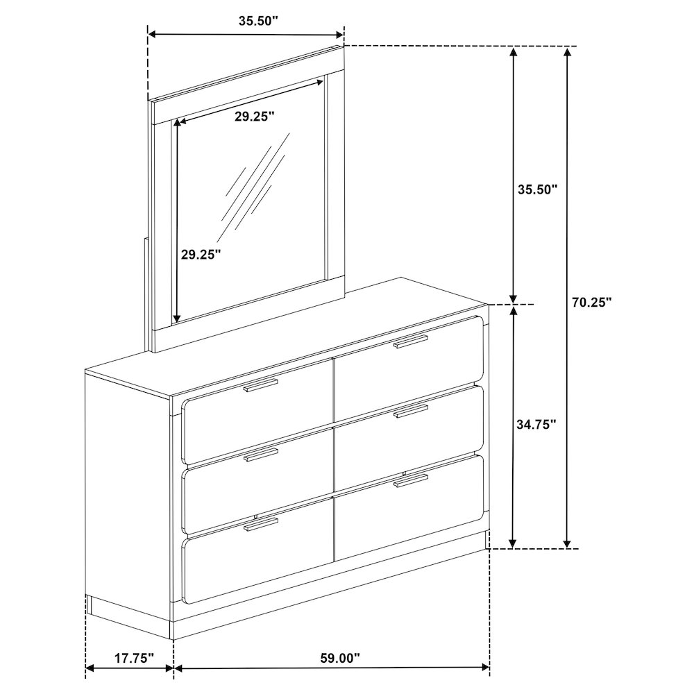 Caraway 6-drawer Dresser with Mirror Black. Picture 15
