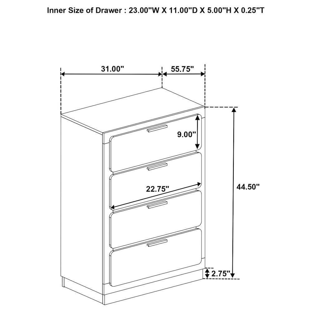 Caraway 4-drawer Bedroom Chest Black. Picture 14