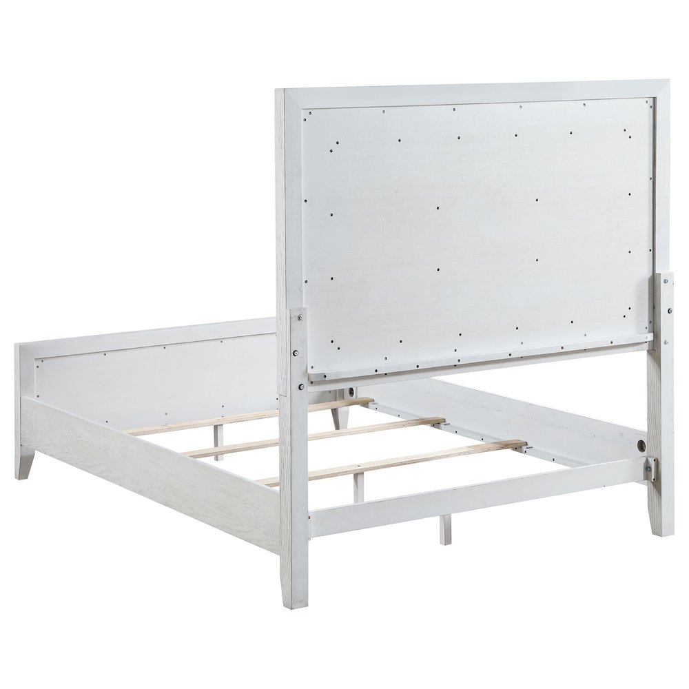 Marielle Queen Upholstered Panel Bed Distressed White. Picture 4