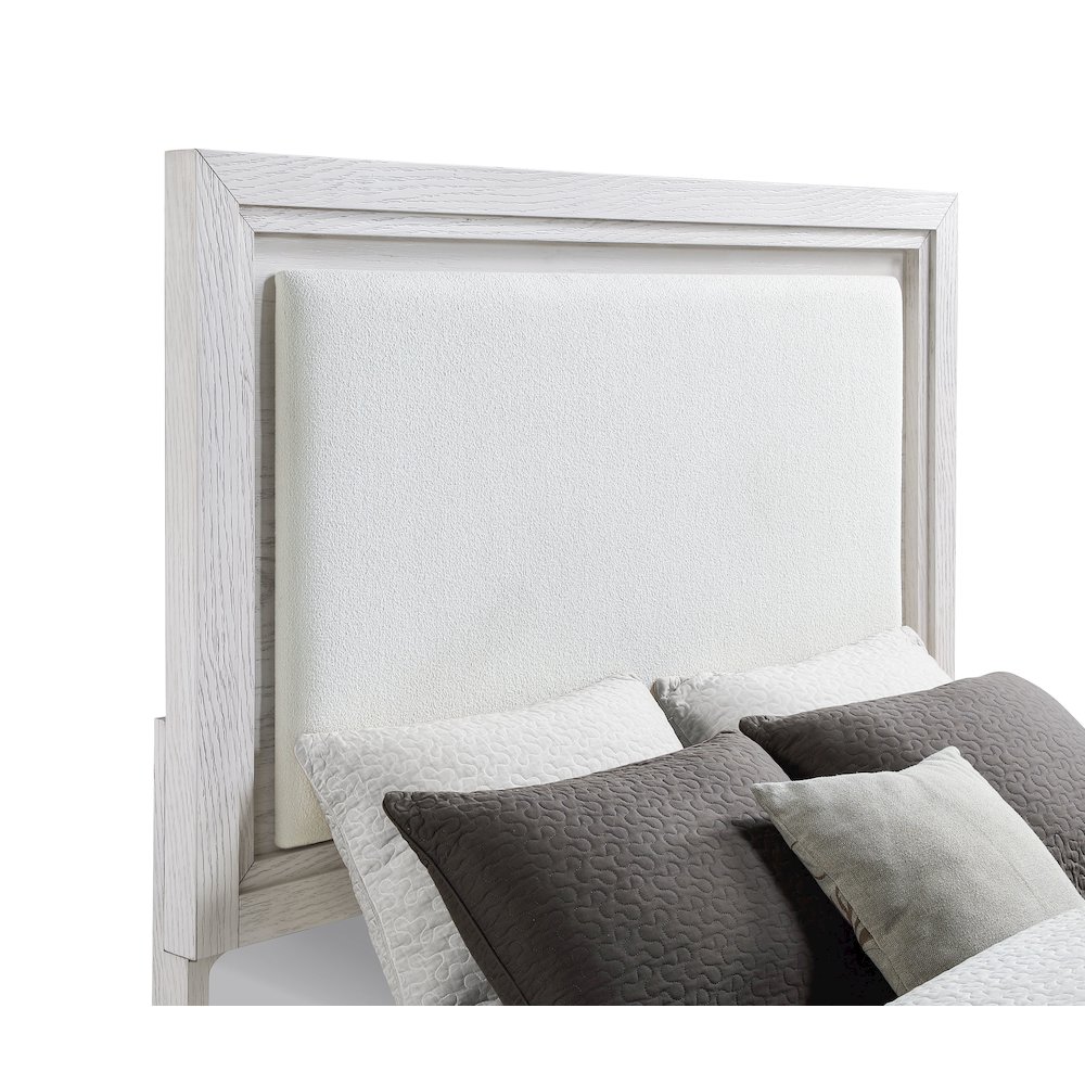 Marielle Queen Upholstered Panel Bed Distressed White. Picture 8