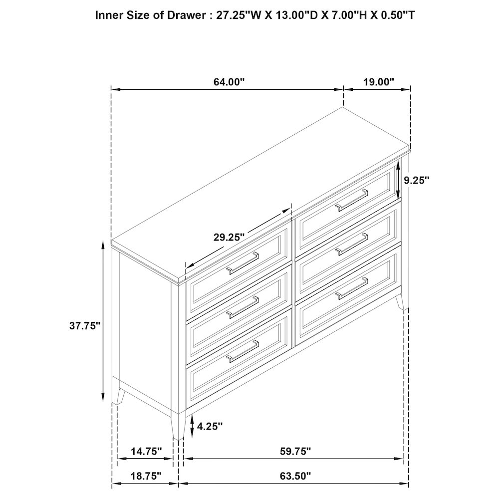 Marielle 6-drawer Bedroom Dresser Distressed White. Picture 15