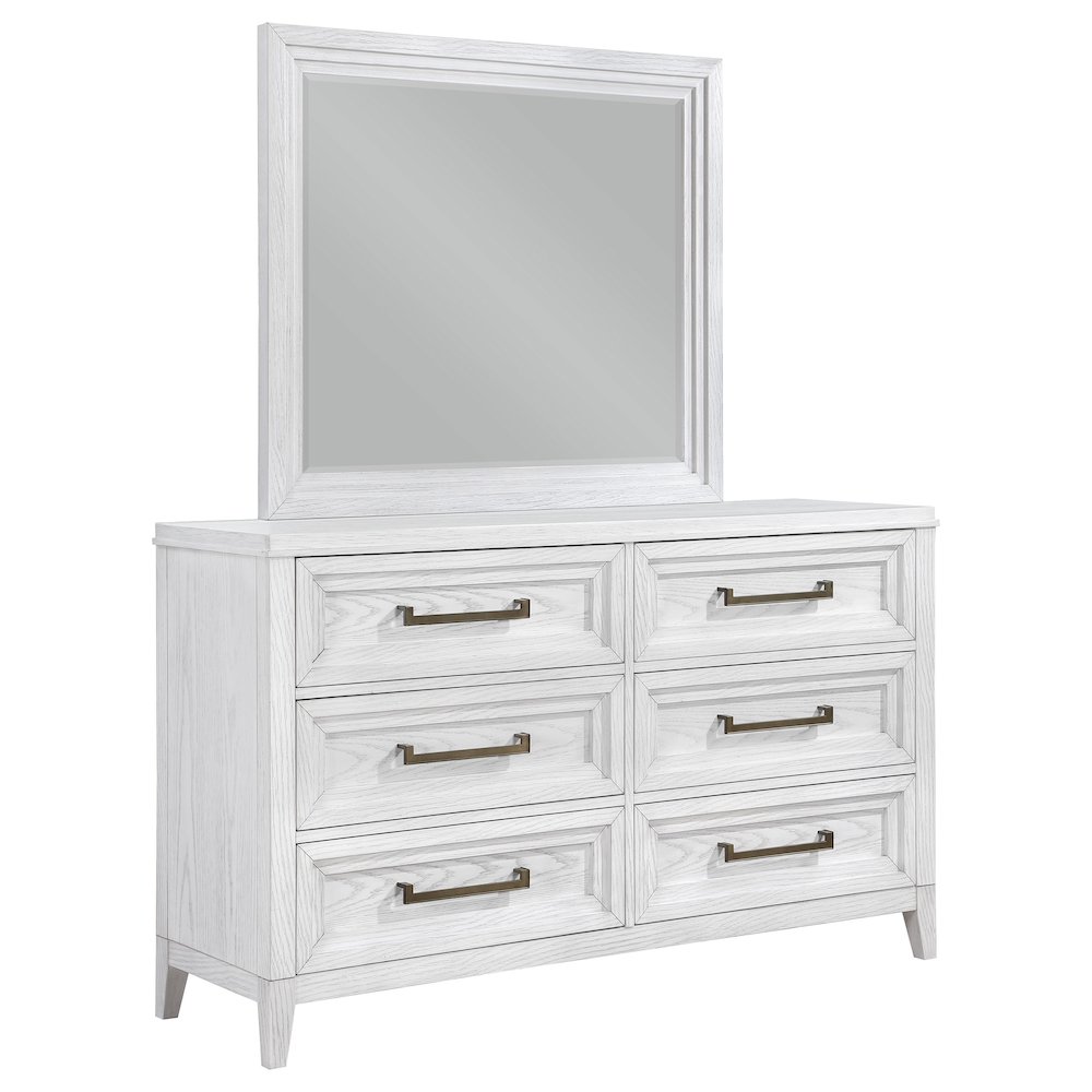 Marielle 6-drawer Dresser with Mirror Distressed White. Picture 1