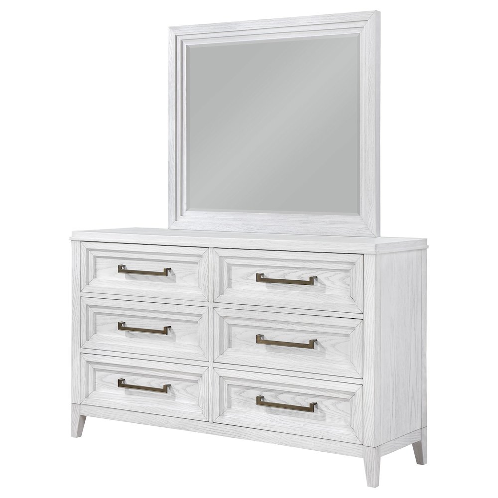 Marielle 6-drawer Dresser with Mirror Distressed White. Picture 4