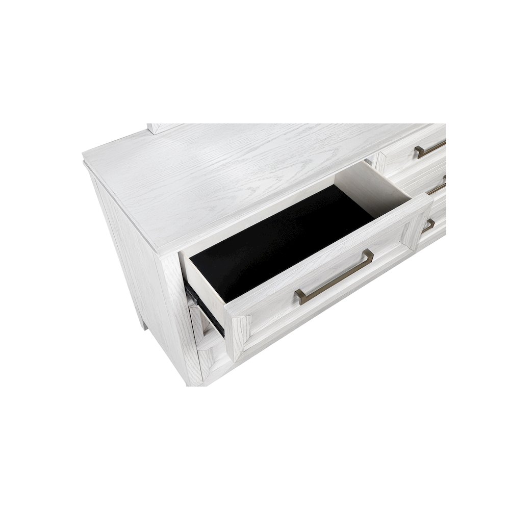 Marielle 6-drawer Dresser with Mirror Distressed White. Picture 13