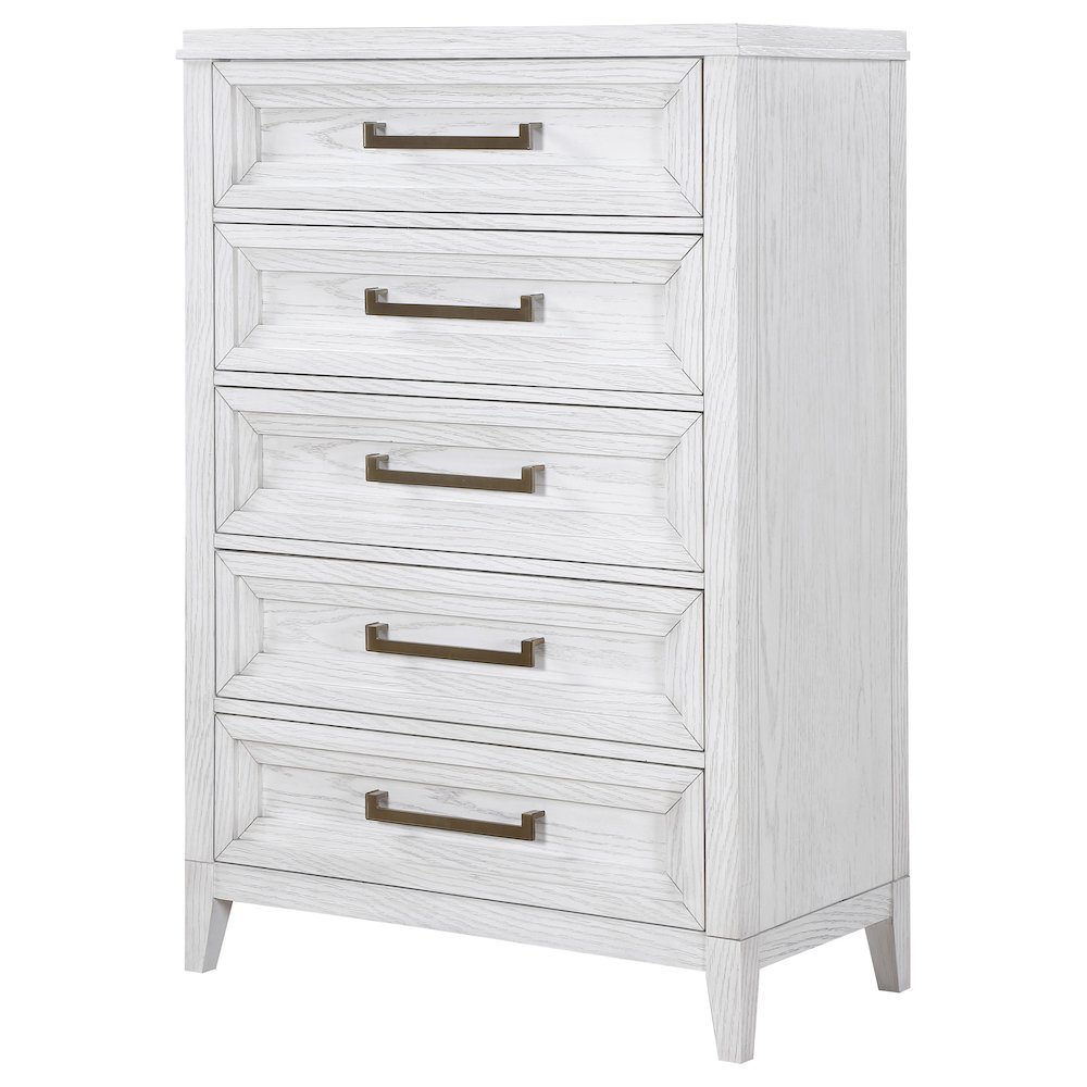 Marielle 5-drawer Bedroom Chest Distressed White. Picture 4