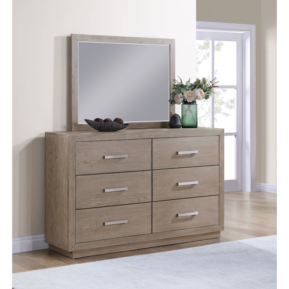 Kenora 6-drawer Dresser and Mirror Barley Brown. Picture 10