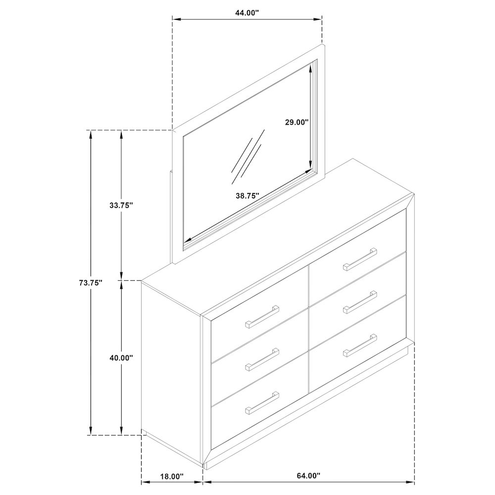 Kenora 6-drawer Dresser and Mirror Barley Brown. Picture 15