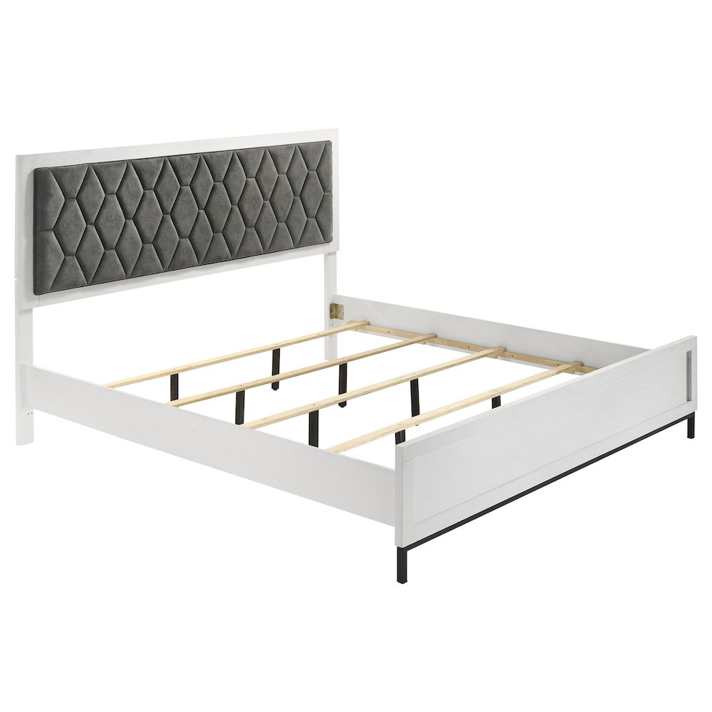 Sonora Eastern King Upholstered Panel Bed White. Picture 1