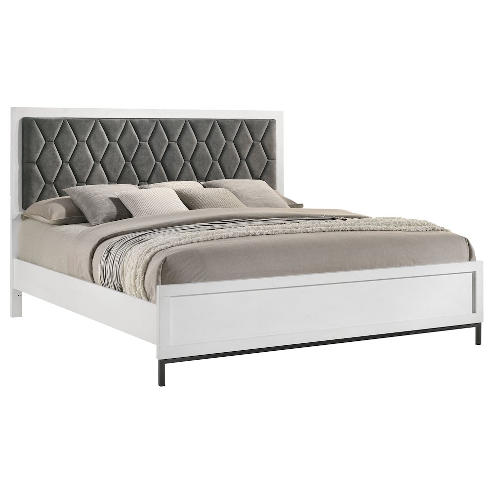 Sonora Eastern King Upholstered Panel Bed White. Picture 3