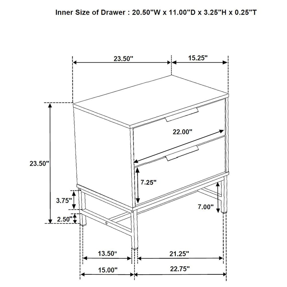 Sonora 2-drawer Nightstand Bedside Table White. Picture 15