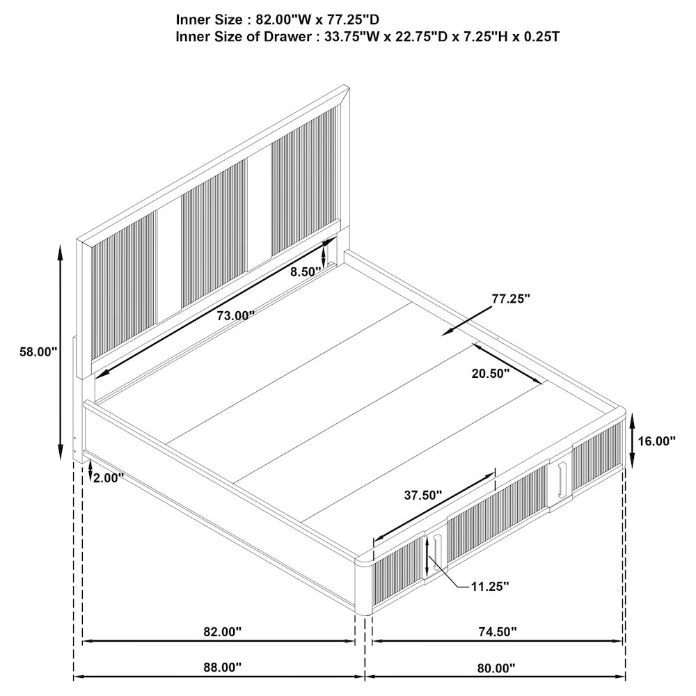 Terrace 2-drawer Eastern King Storage Bed Ash Brown. Picture 5