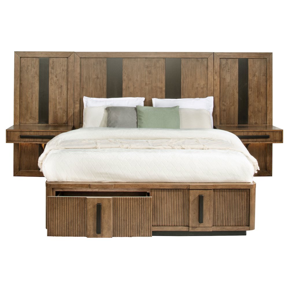 Terrace 2-piece Wall Panel with Nightstand Set Ash Brown. Picture 3