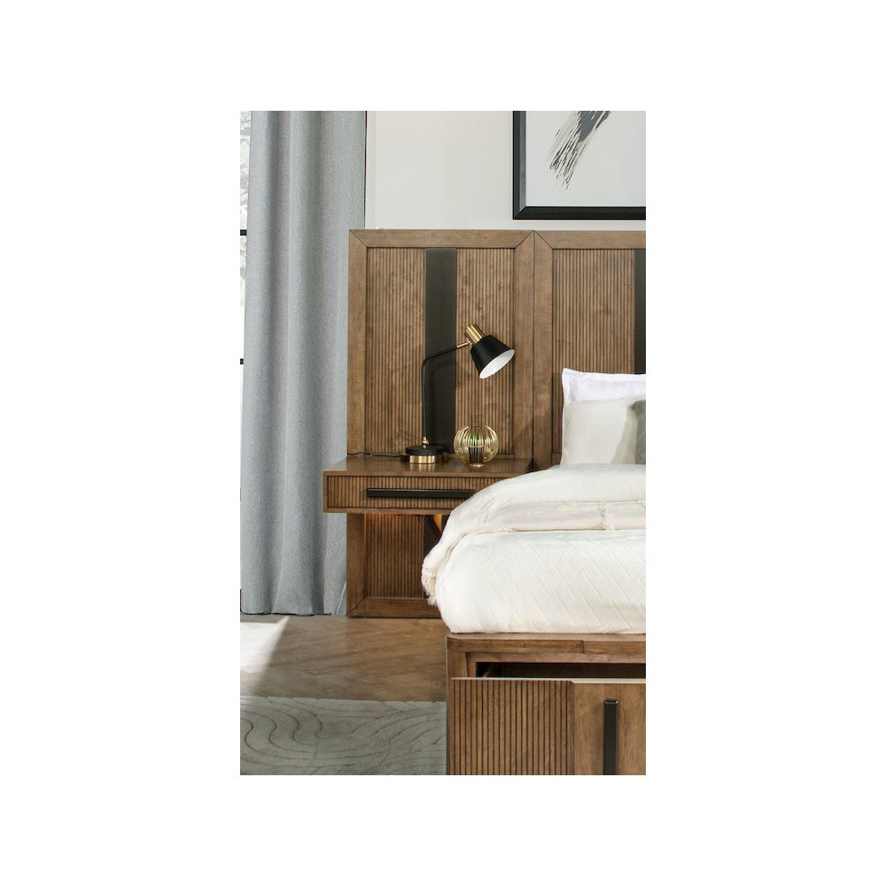 Terrace 2-piece Wall Panel with Nightstand Set Ash Brown. Picture 7