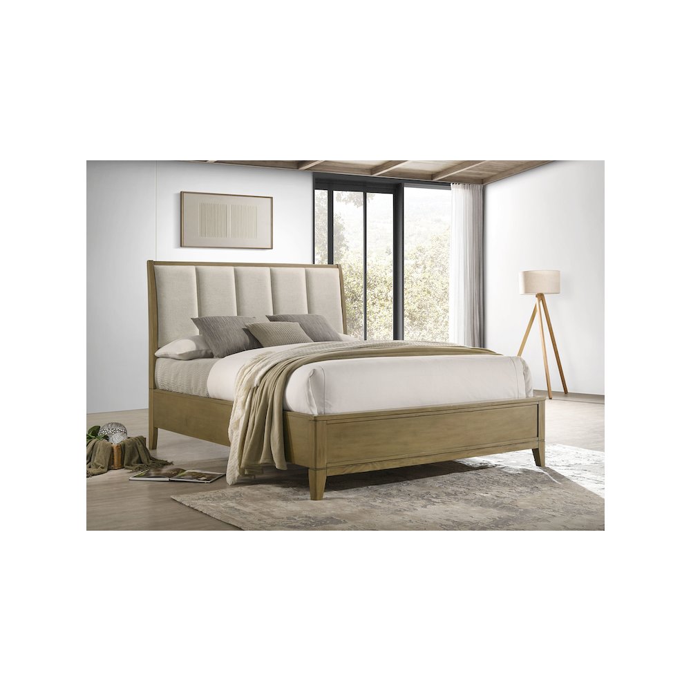 Granada Upholstered Eastern King Panel Bed Natural Pine. Picture 5