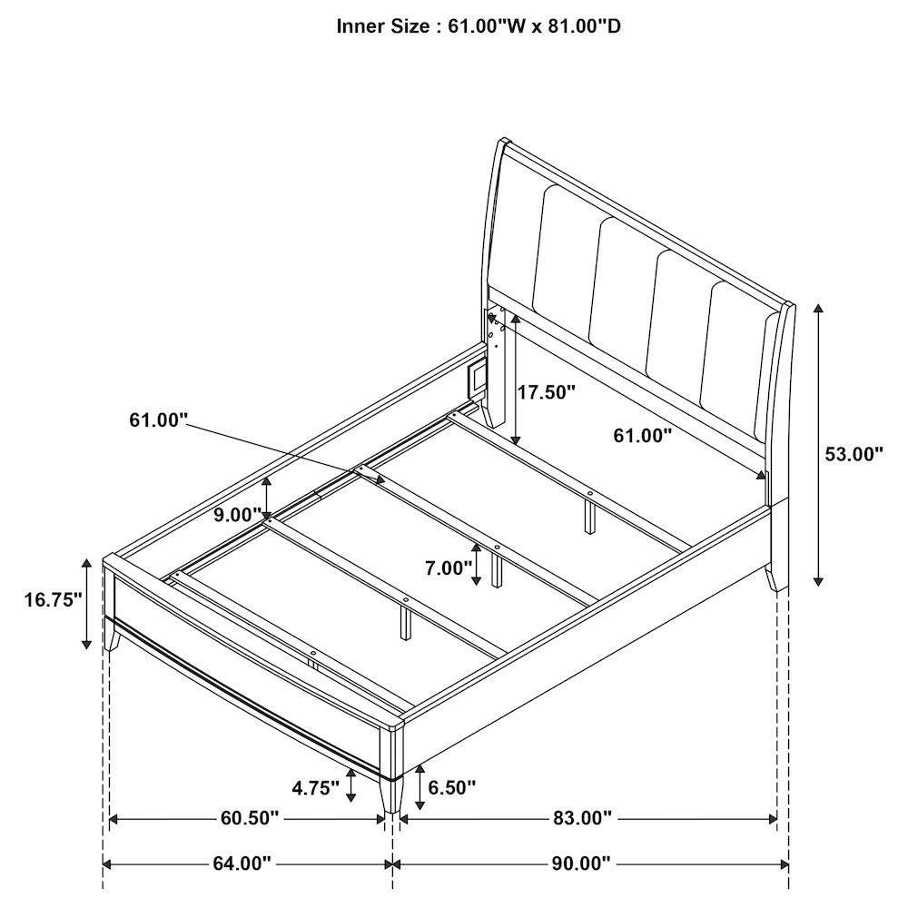 Granada Upholstered Queen Panel Bed Natural Pine. Picture 9