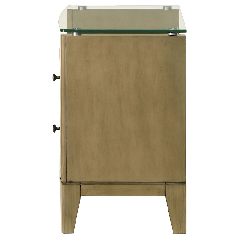 Granada 2-drawer Glass Top Nightstand Natural Pine. Picture 5