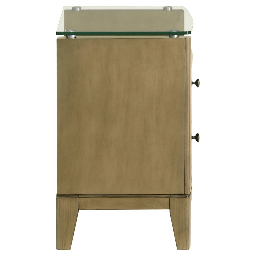 Granada 2-drawer Glass Top Nightstand Natural Pine. Picture 9