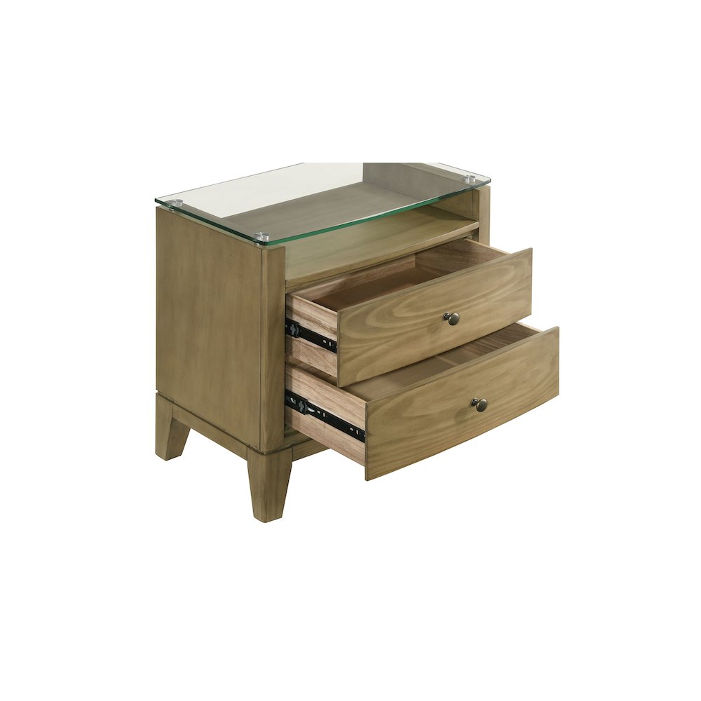 Granada 2-drawer Glass Top Nightstand Natural Pine. Picture 13