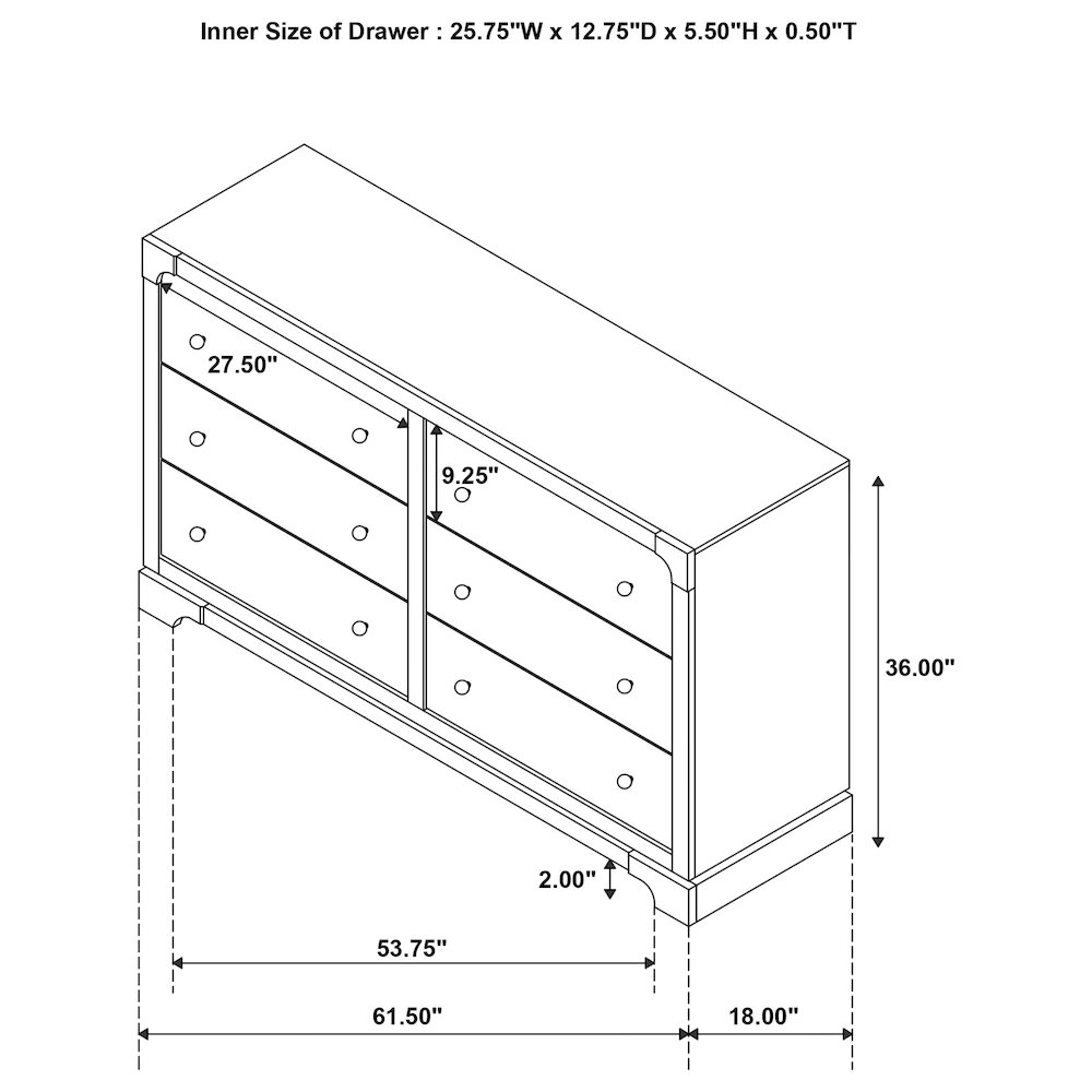 Gran Park 6-drawer Dresser Cabinet Dark Cocoa. Picture 15