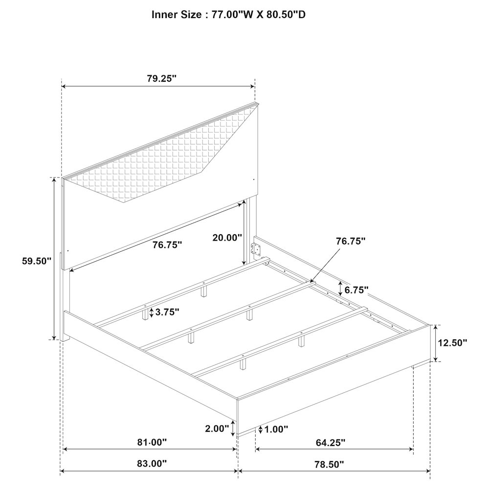 Ives Eastern King Panel Bed LED Headboard White High Gloss. Picture 9