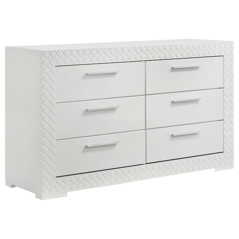 Ives 5-piece Queen Bedroom Set White High Gloss. Picture 7