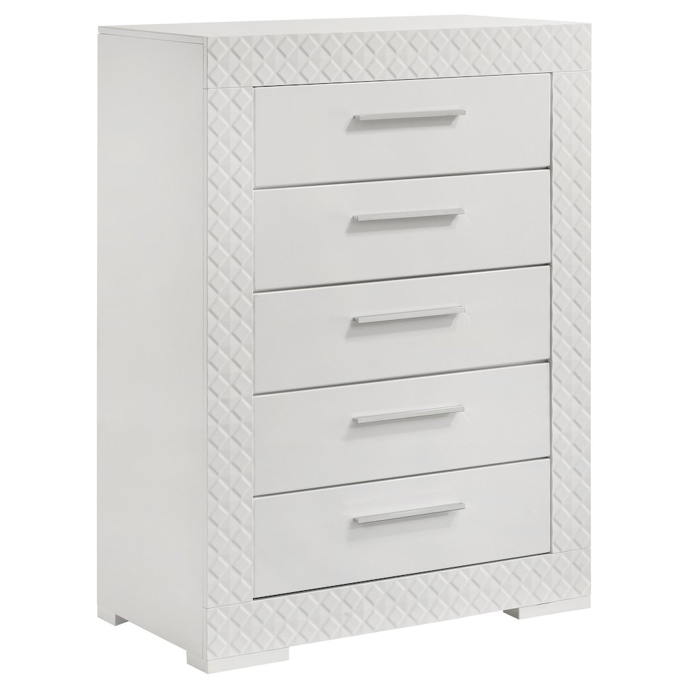 Ives 5-piece Queen Bedroom Set White High Gloss. Picture 11