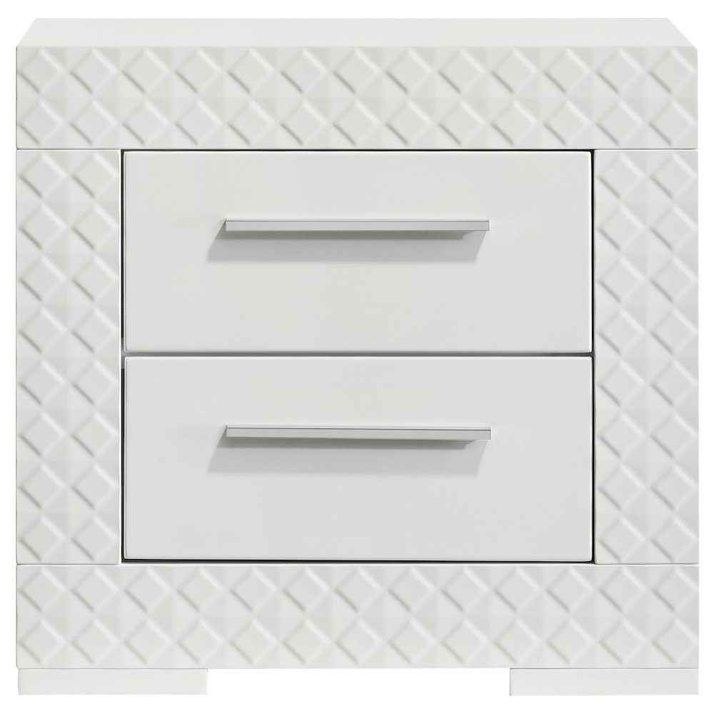 Ives 2-drawer Nightstand Bedside Table White High Gloss. Picture 3