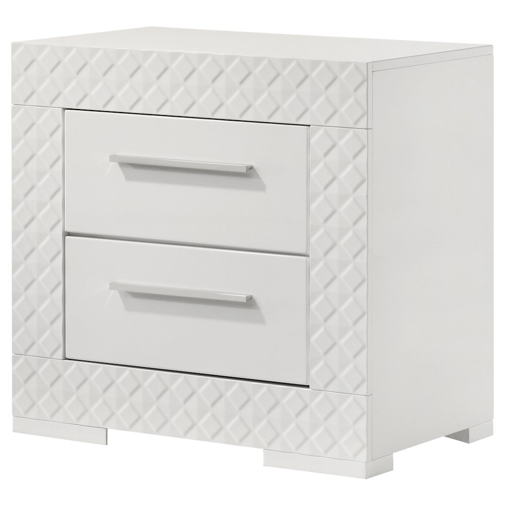 Ives 2-drawer Nightstand Bedside Table White High Gloss. Picture 4