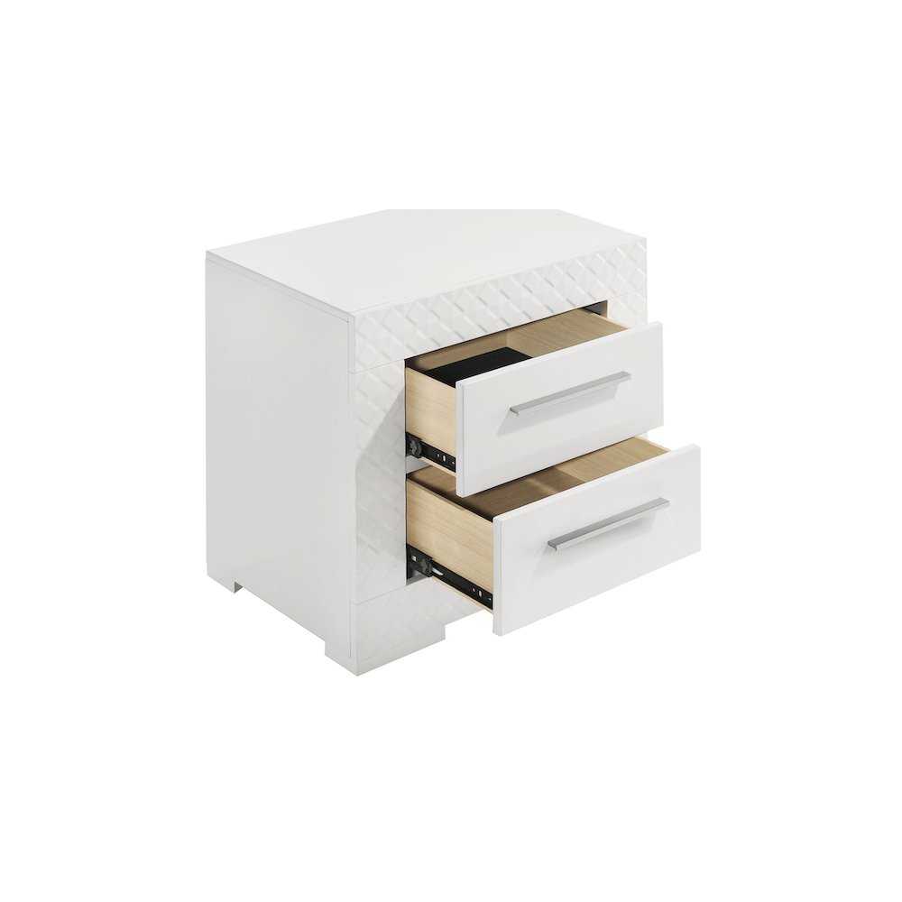 Ives 2-drawer Nightstand Bedside Table White High Gloss. Picture 13