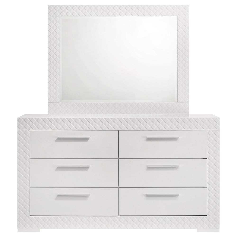 Ives 6-drawer Dresser and Mirror White High Gloss. Picture 3