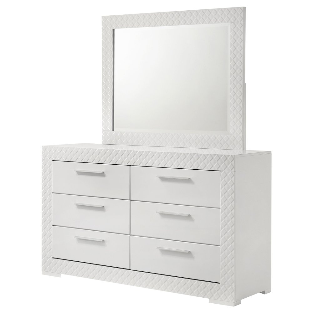 Ives 6-drawer Dresser and Mirror White High Gloss. Picture 4