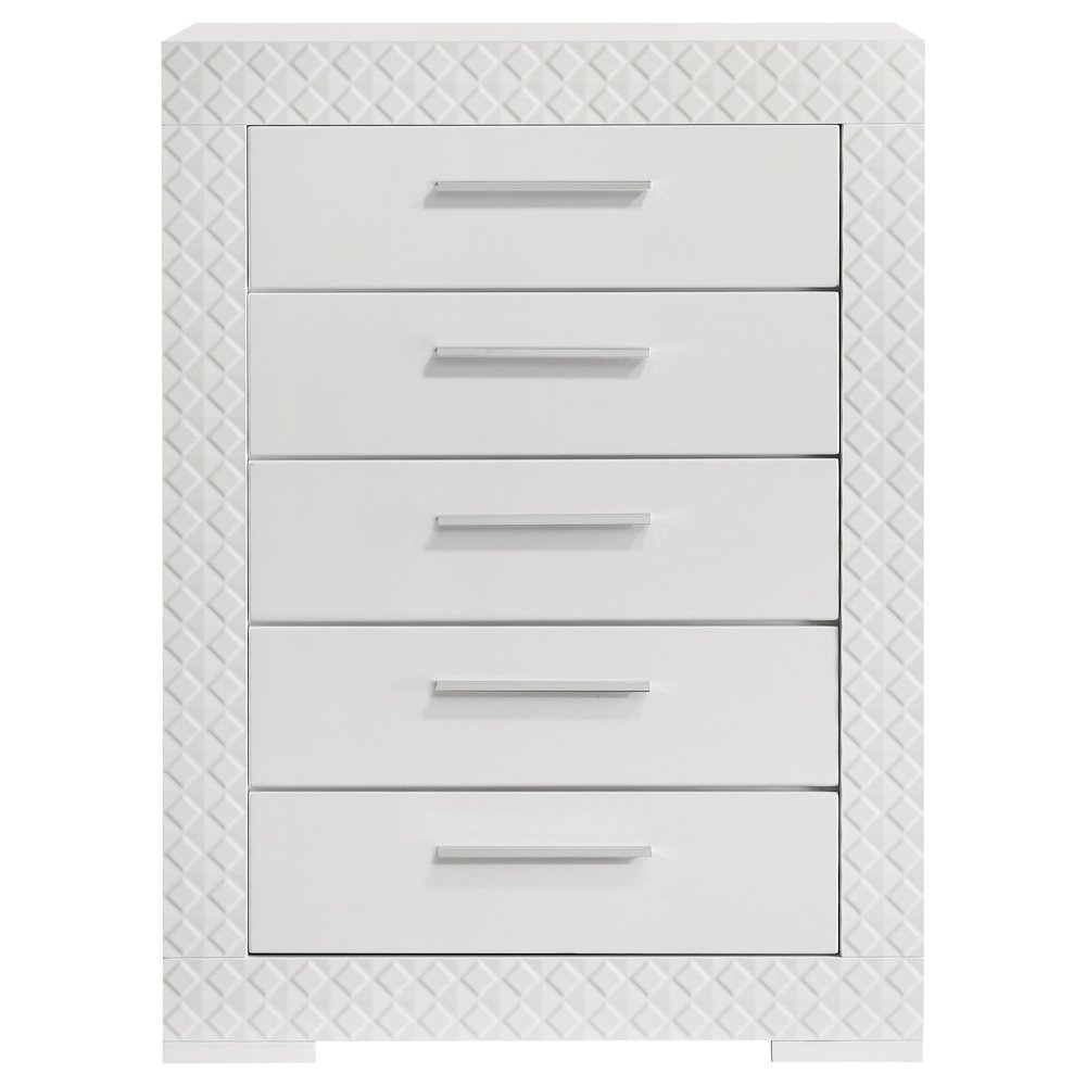 Ives 5-drawer Bedroom Chest of Drawers White High Gloss. Picture 3