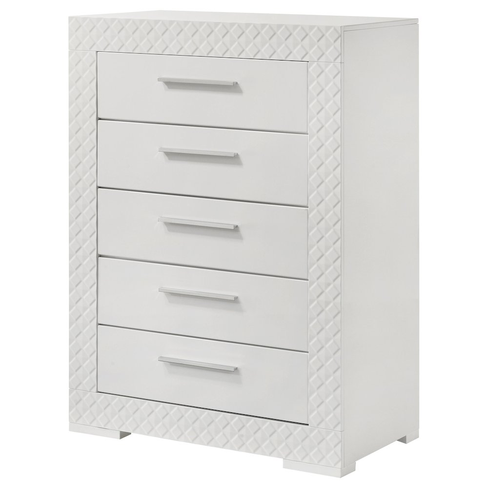Ives 5-drawer Bedroom Chest of Drawers White High Gloss. Picture 4