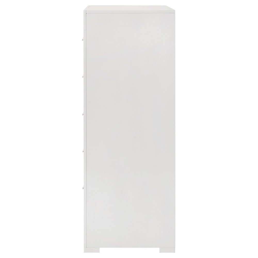 Ives 5-drawer Bedroom Chest of Drawers White High Gloss. Picture 5