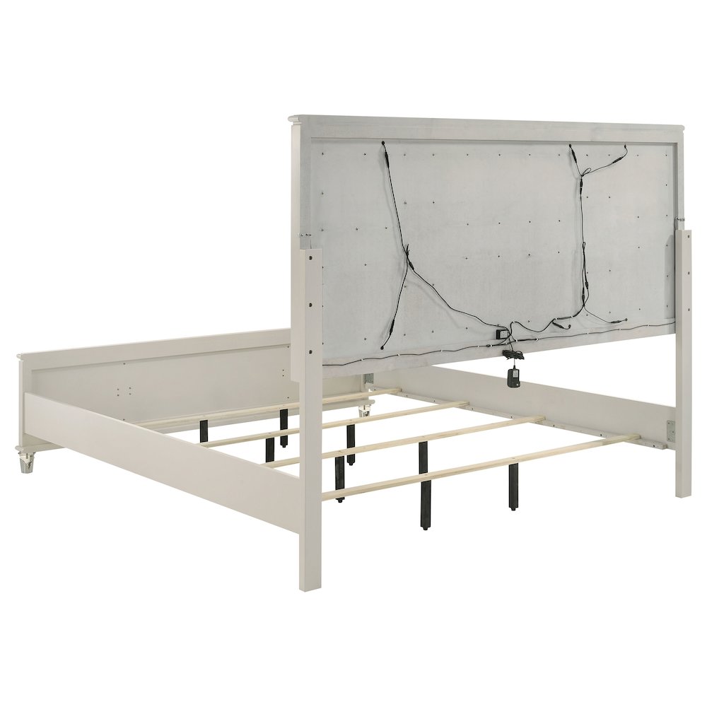 Olivia Queen Panel Bed LED Headboard Pearl White. Picture 4