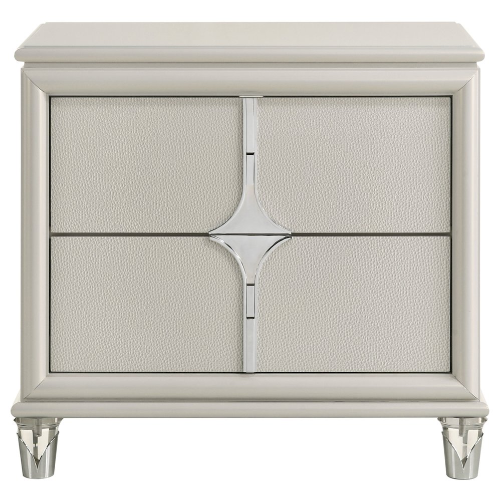 Olivia 2-drawer Nightstand Bedside Table Pearl White. Picture 3