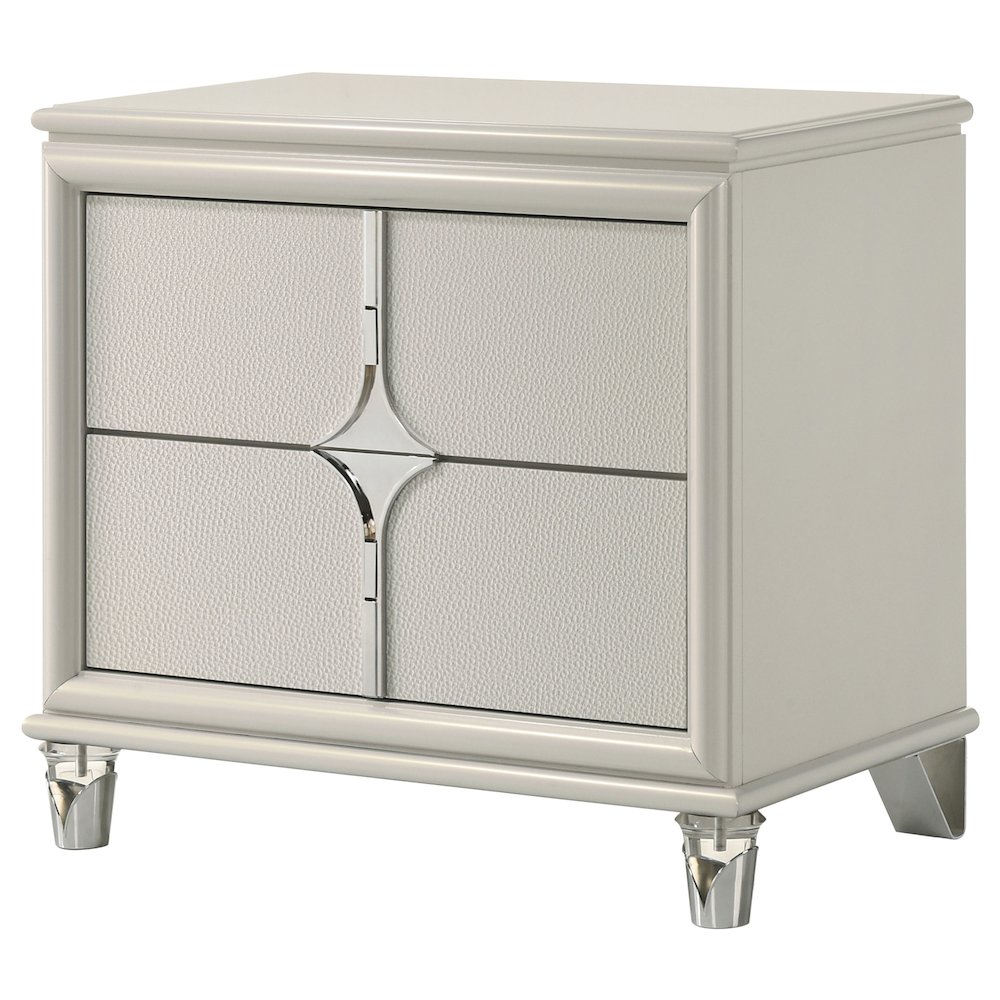 Olivia 2-drawer Nightstand Bedside Table Pearl White. Picture 4