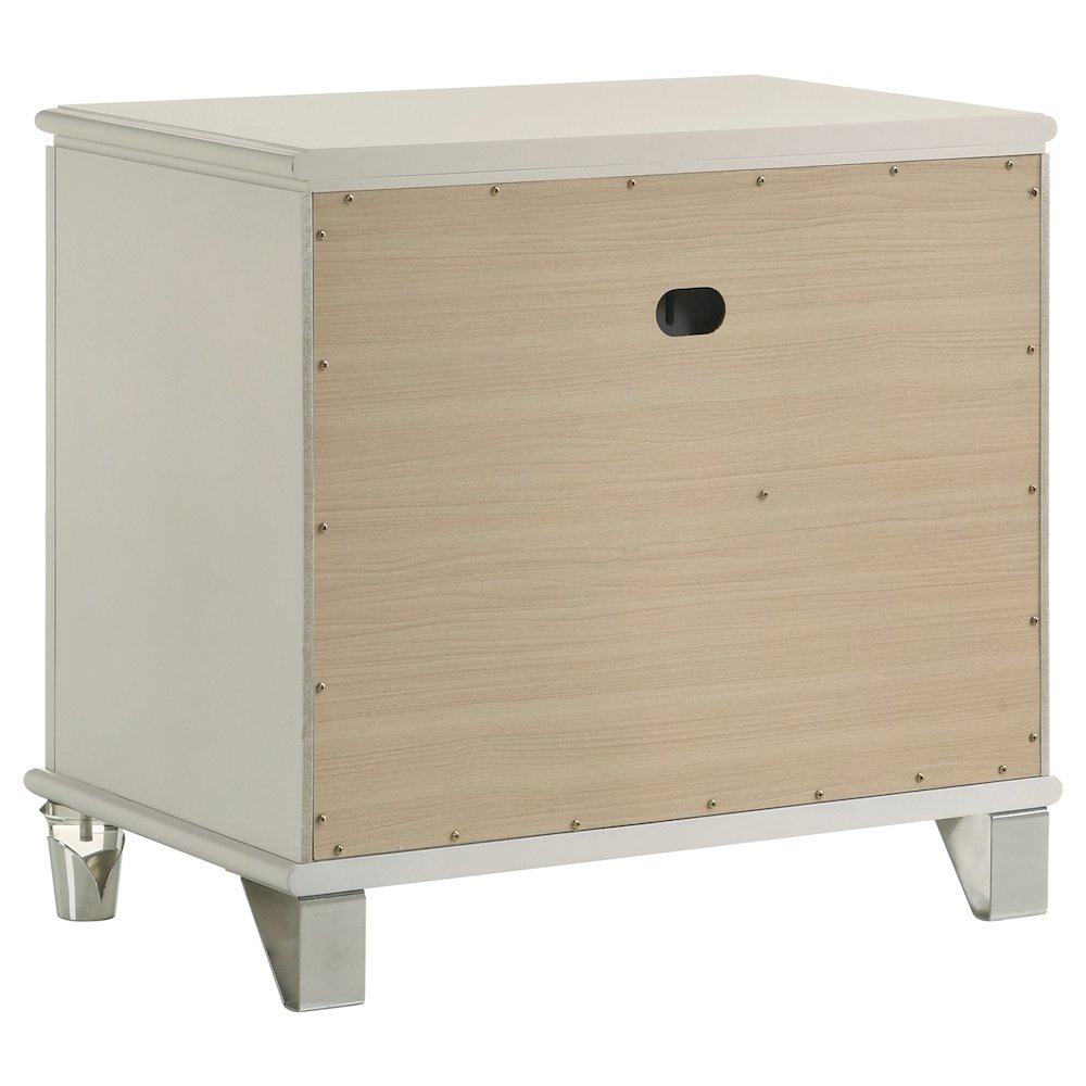 Olivia 2-drawer Nightstand Bedside Table Pearl White. Picture 6