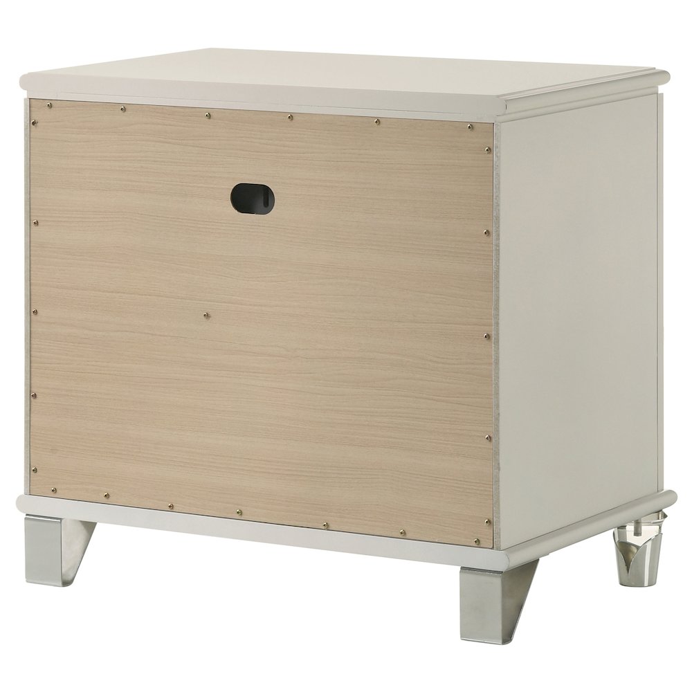 Olivia 2-drawer Nightstand Bedside Table Pearl White. Picture 8