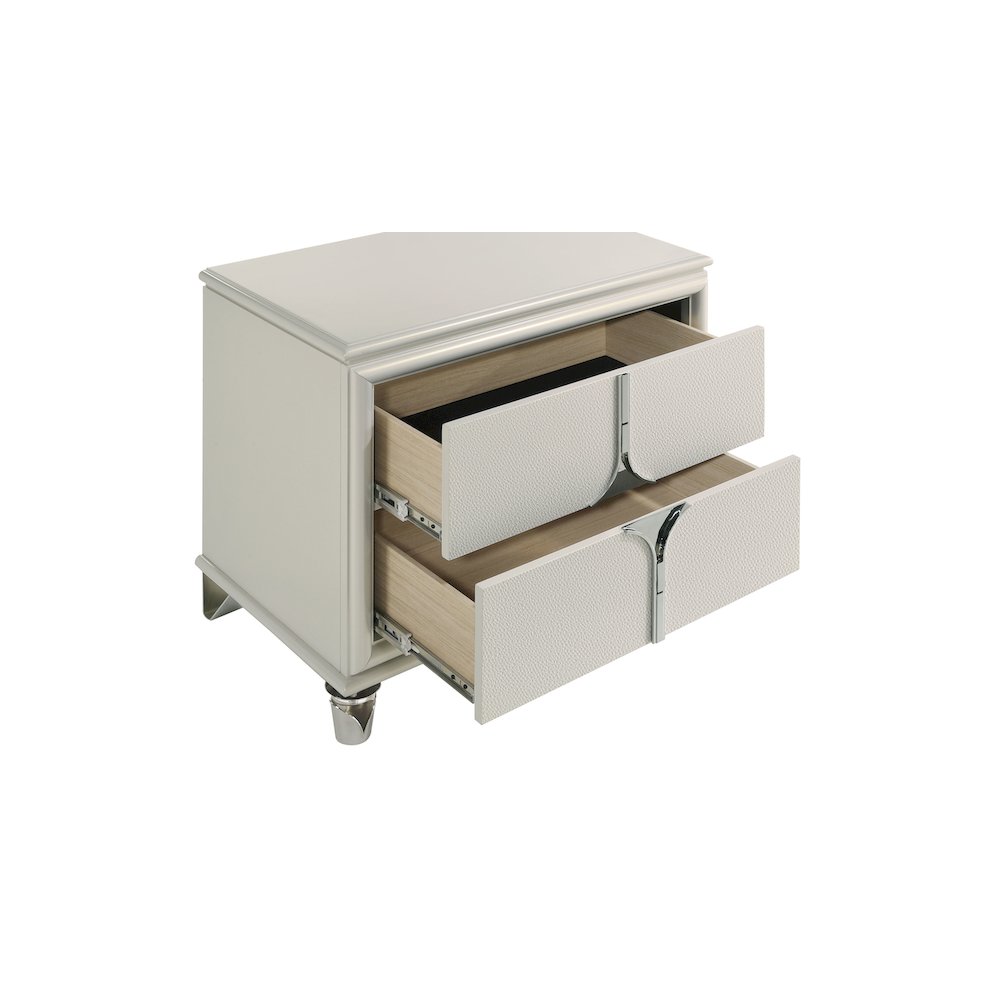 Olivia 2-drawer Nightstand Bedside Table Pearl White. Picture 13