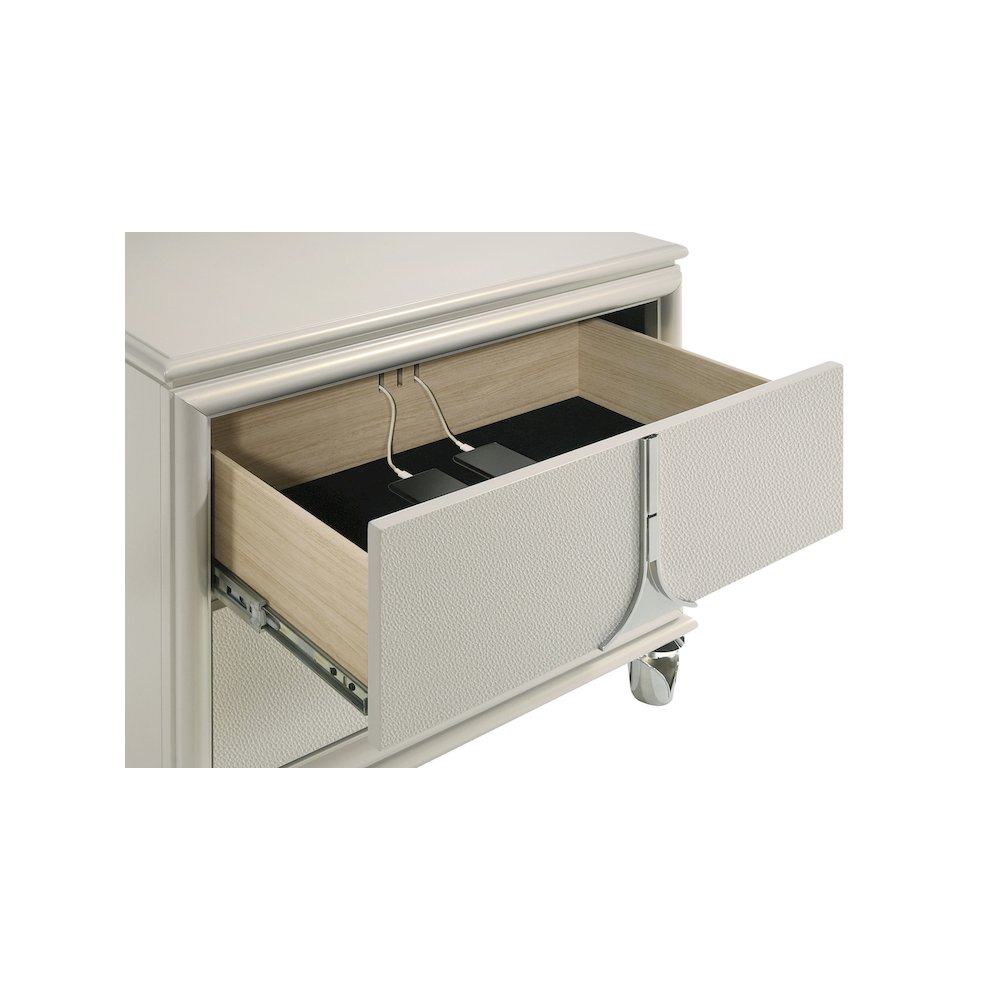 Olivia 2-drawer Nightstand Bedside Table Pearl White. Picture 14