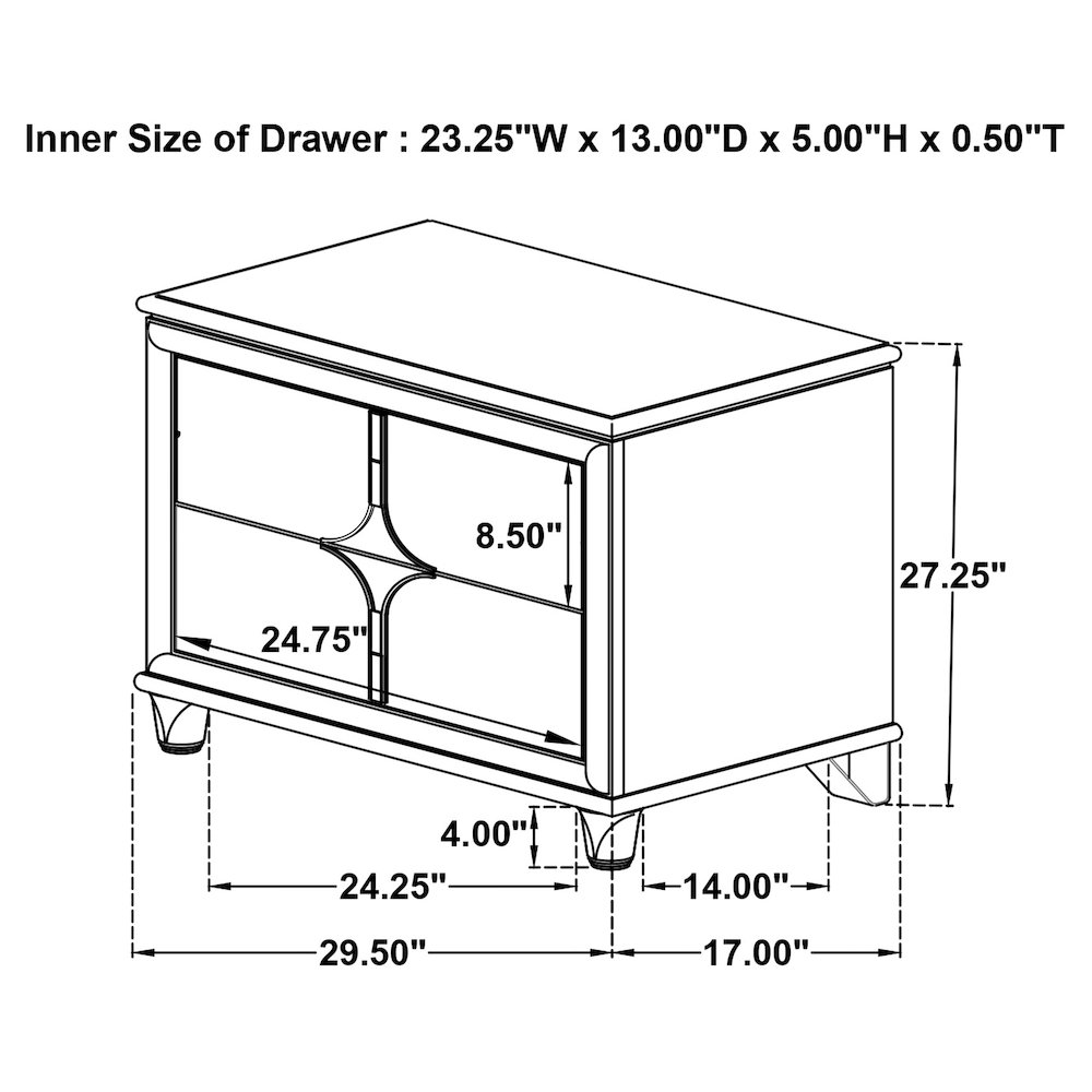Olivia 2-drawer Nightstand Bedside Table Pearl White. Picture 16