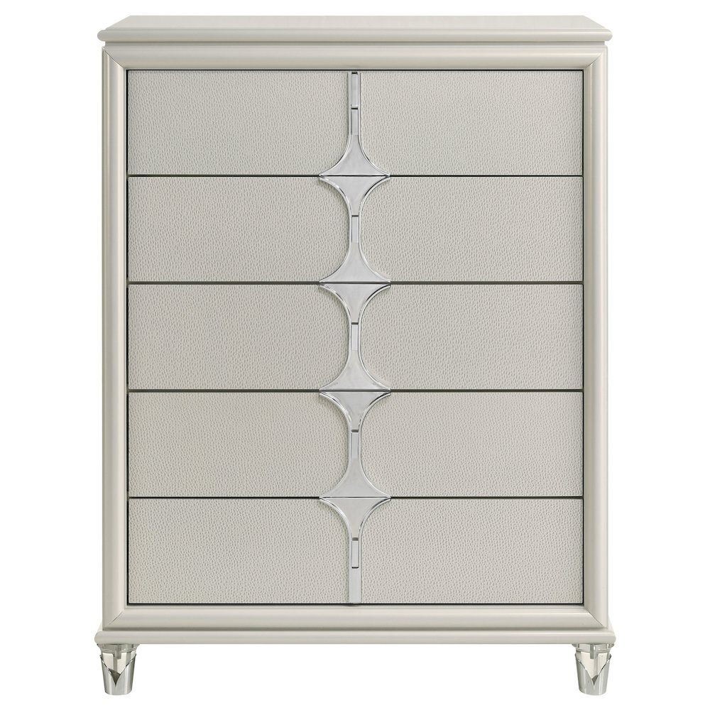 Olivia 5-drawer Bedroom Chest of Drawers Pearl White. Picture 3