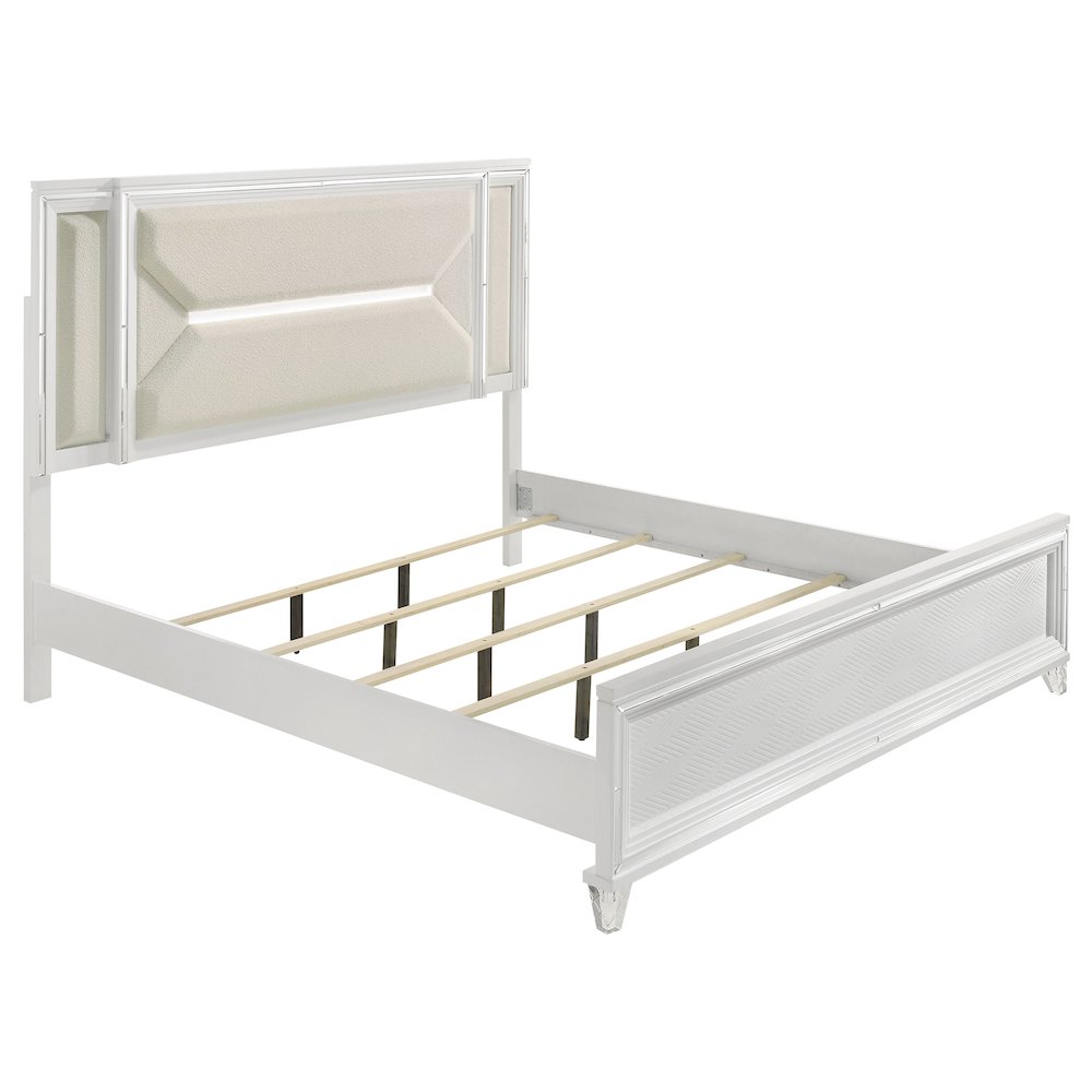 Marmore 64-inch Eastern King Panel Bed LED Headboard White. Picture 1