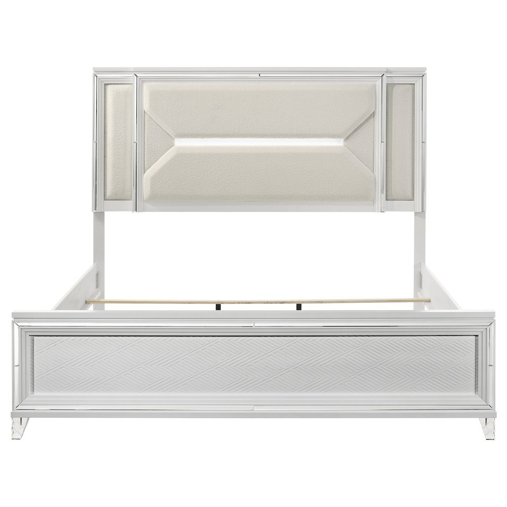Marmore 64-inch Eastern King Panel Bed LED Headboard White. Picture 4